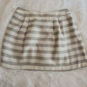 Gianni Bini Off White Black Gold Skirt with Side Zip and Pockets Sz 10 W 32 L 17